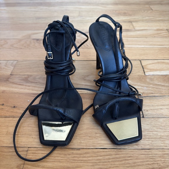 SCHUTZ Black Strappy Lace-Up Heels - Picture 4 of 7